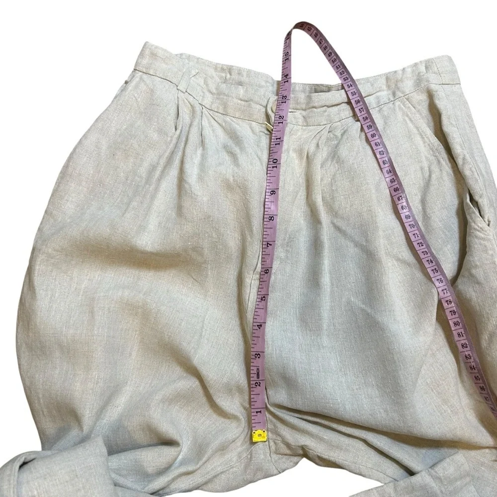 Reformation oatmeal linen vesta wide leg pleated trouser pants size 8 career - Picture 10 of 14